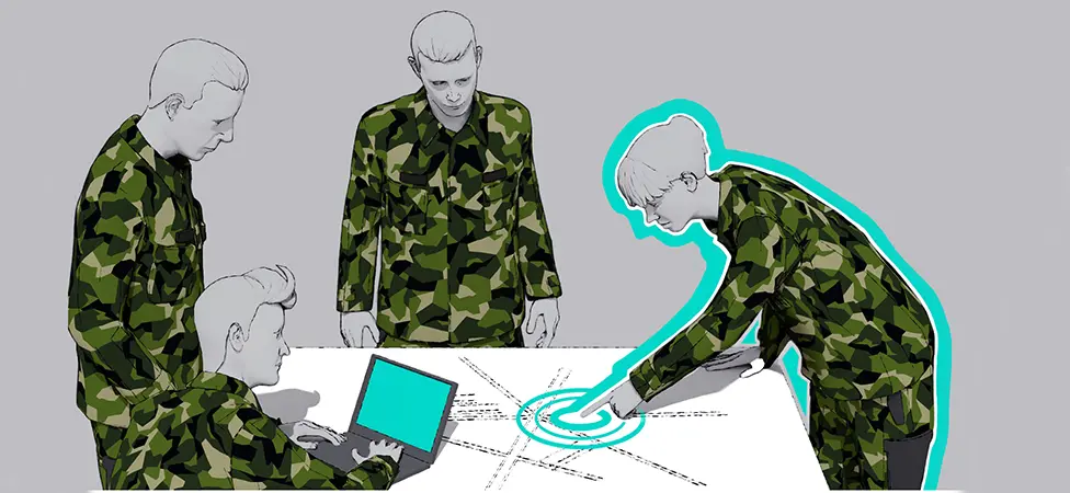 Illustration av planerande soldater.