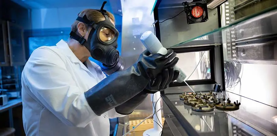 A scientist in a lab.