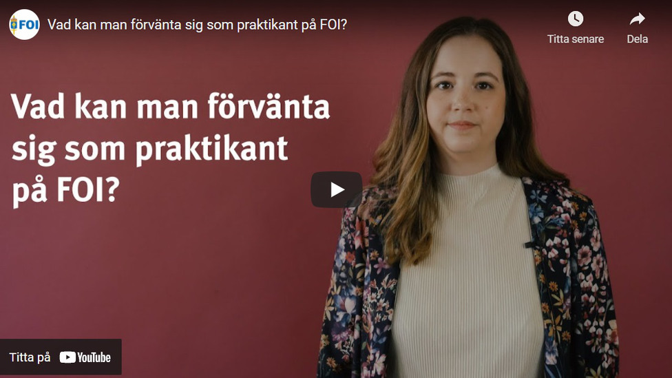 Vad kan man forvanta sig som praktikant pa FOI Youtube