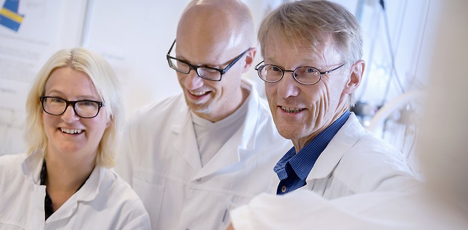 Researchers in lab